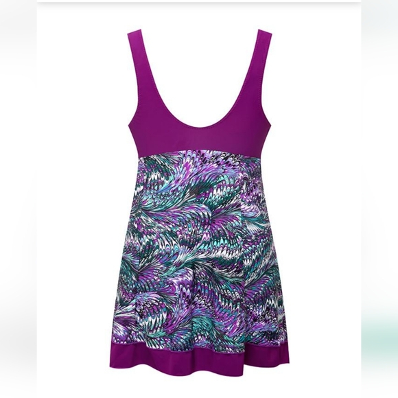 Size Medium new Purple swimdress swimsuit swim dress one piece - Picture 2 of 4
